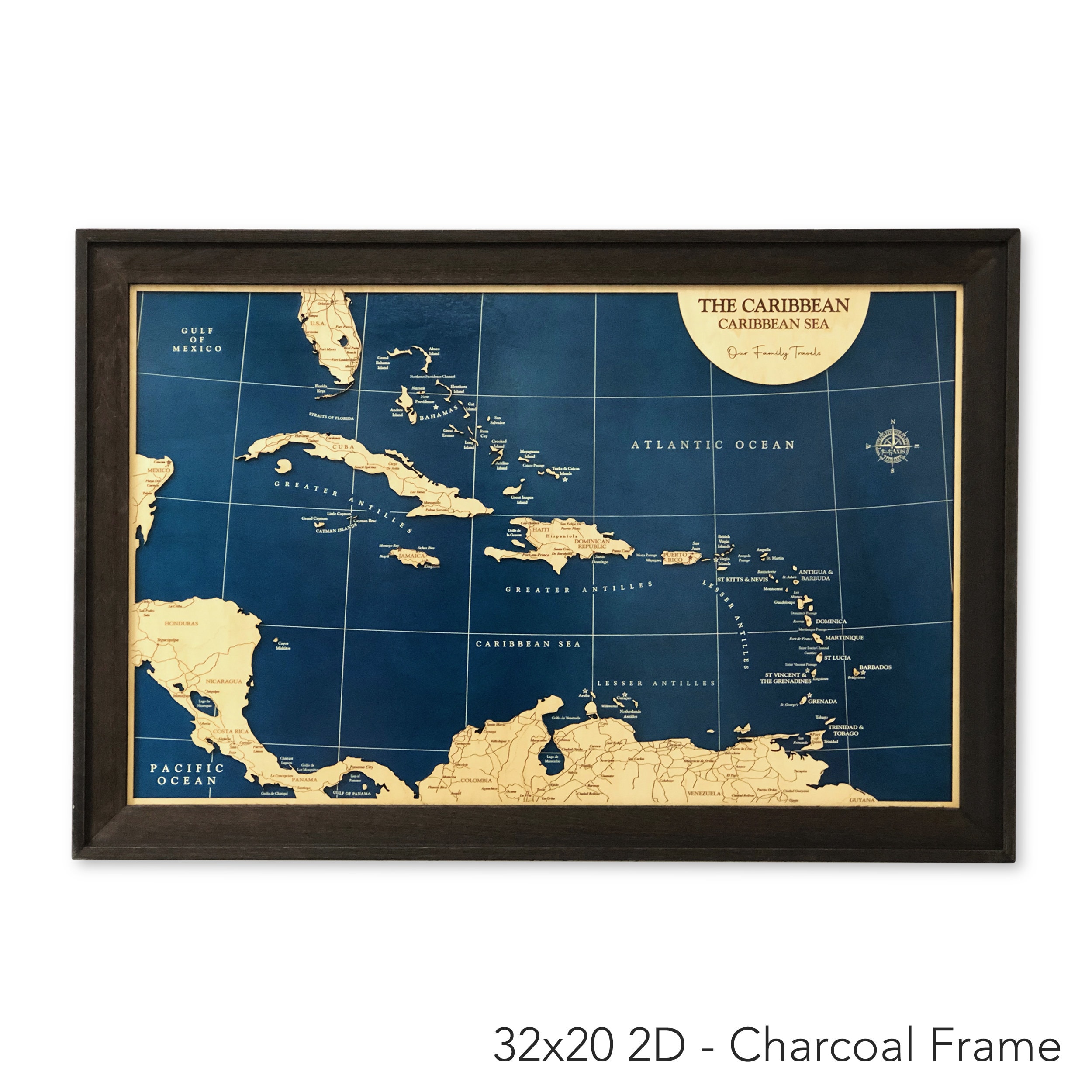 Carte des îles des Caraïbes Carte de la mer des Caraïbes | Etsy