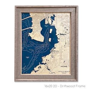 Apollo Beach-kaart, kaart Tampa Bay, aangepaste houten kaart, aangepaste houten kaart, aangepaste kustkaart, houten kaart Florida, decor strandhuis, strandbord