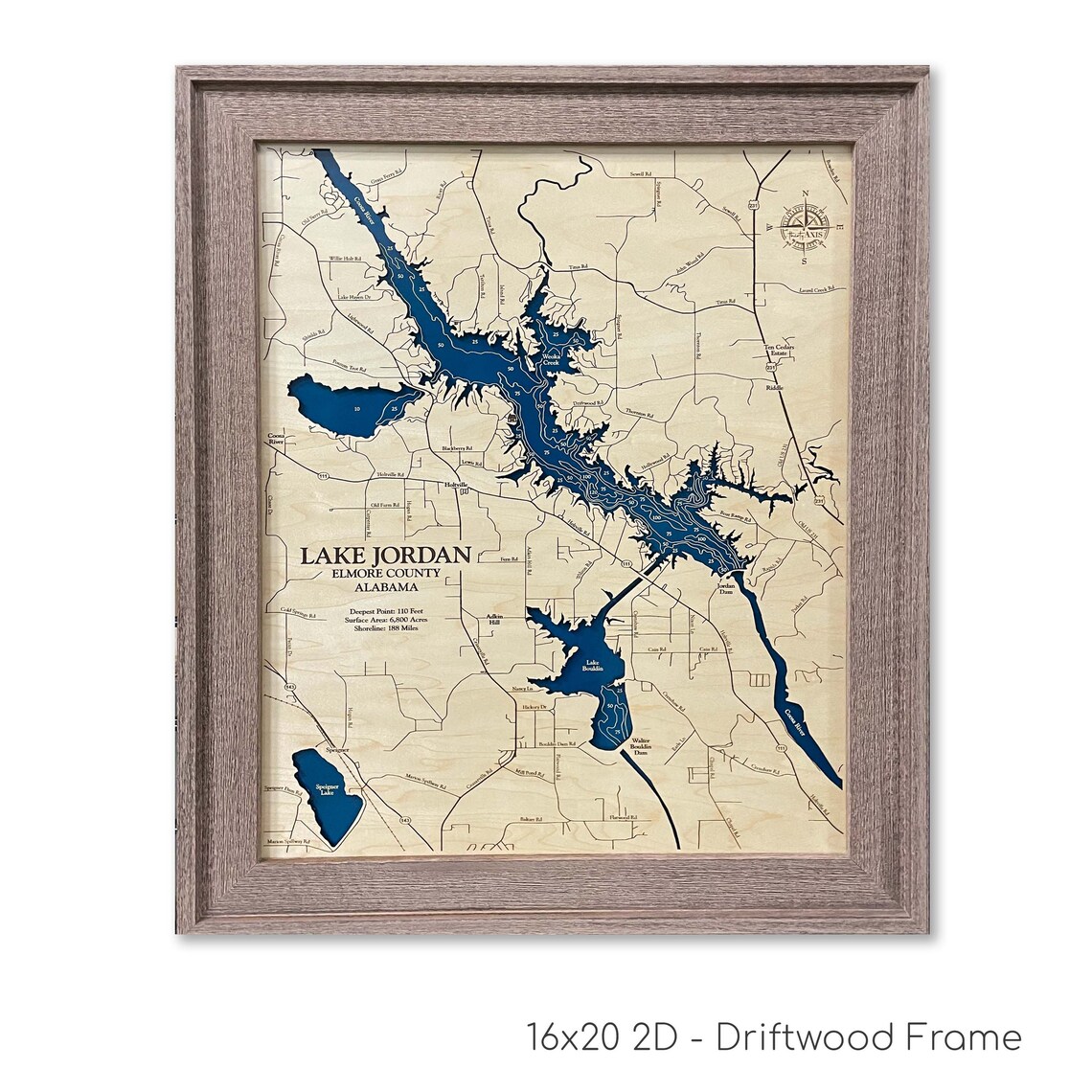 Lake Jordan Map Lake Jordan Lake House Gift 3D Lake Map | Etsy