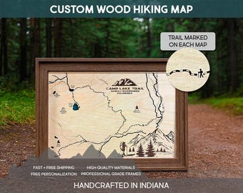 Custom Wood Park Map: Personalized Engraved Trail Artwork