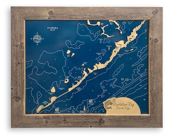 Plantation Key Map, Tavernier Map, Florida Keys Map, Wood Florida Keys Map, Wood Map, Custom 3D Map, Florida Keys Gift, Florida Keys Decor