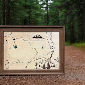 Camp Lake Trail Map, Rawah Wilderness Map, Custom Hiking Map, Trail Map, Trail Run Map, Contour Map, Hiking Map, Outdoorsy Gift, Hiking Gift