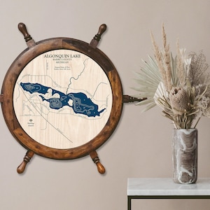 Algonquin Lake Map, Lake Map, Custom Lake Map, Custom Lake Sign, Custom Lake Art, Wood Lake Map, 3D Lake Map, Lake House Decor