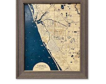 ベニス フロリダ マップ、ベニス ビーチ マップ、カスタム木製マップ