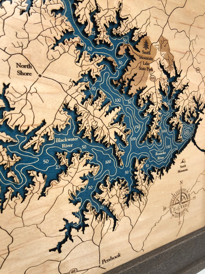 Smith Mountain Lake Custom Wood Map Virginia Map 3D Wall Etsy