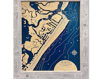 Avalon New Jersey Wood Map, Custom Beach House Sign