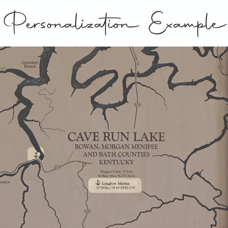 Crawling Stone Lake Map Custom Wood Map Art 3D Wall Art Etsy