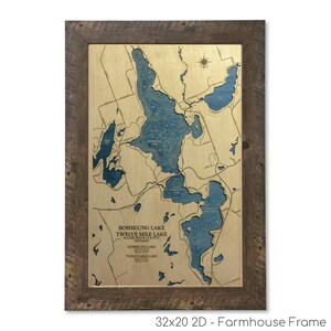 Boshkung Lake Map, Twelve Mile Lake Map, 3D Lake Map, 3D Wall Art, Lake House Decor, Lake Map, Depth Map, Lake Gift, Lake House, Lake Art
