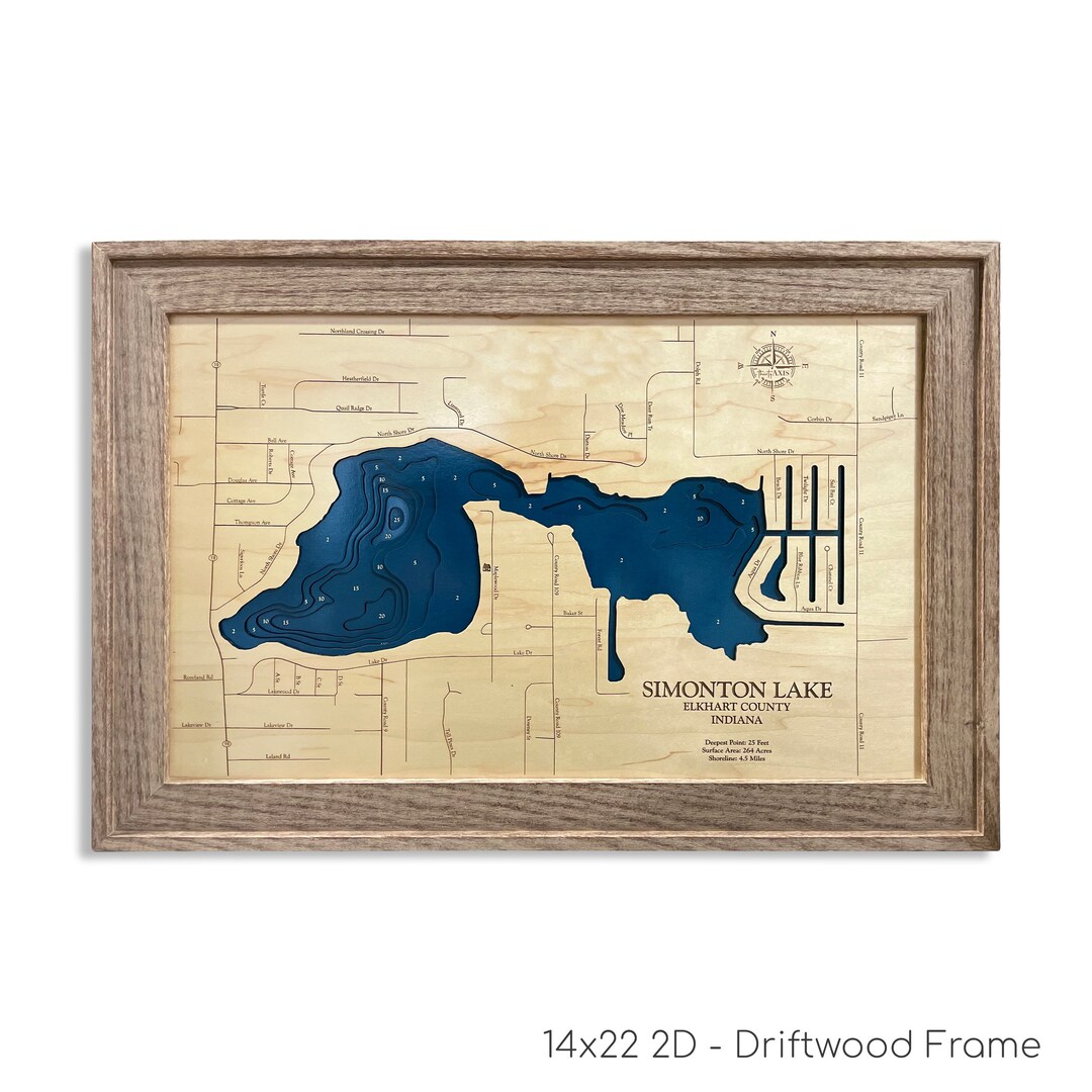 Simonton Lake Map, Wood Lake Map, Custom Lake Map, Custom Lake Sign
