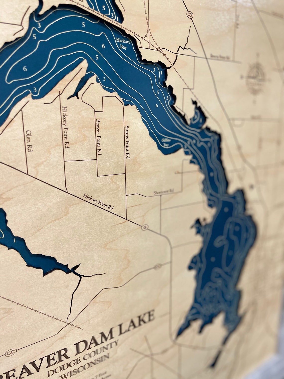 Beaver Dam Lake Wisconsin Custom Wood Map Art 3D Wall Etsy