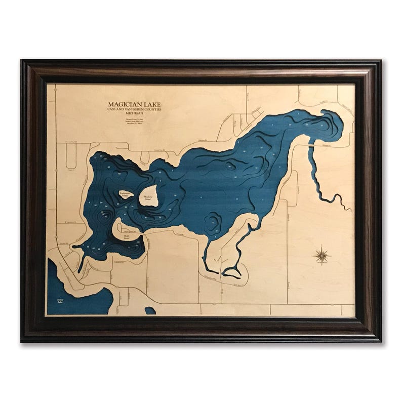 Magician Lake - Custom Wood Map - Art - 3D Wall Art - Contour Map ...