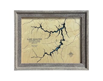 Lake Malone Map, Lake House Gift, 3D Lake Map, Wood Lake Sign, Lake Sign, Lake House Decor, Lake Art, Lake House Gift, Housewarming Gift