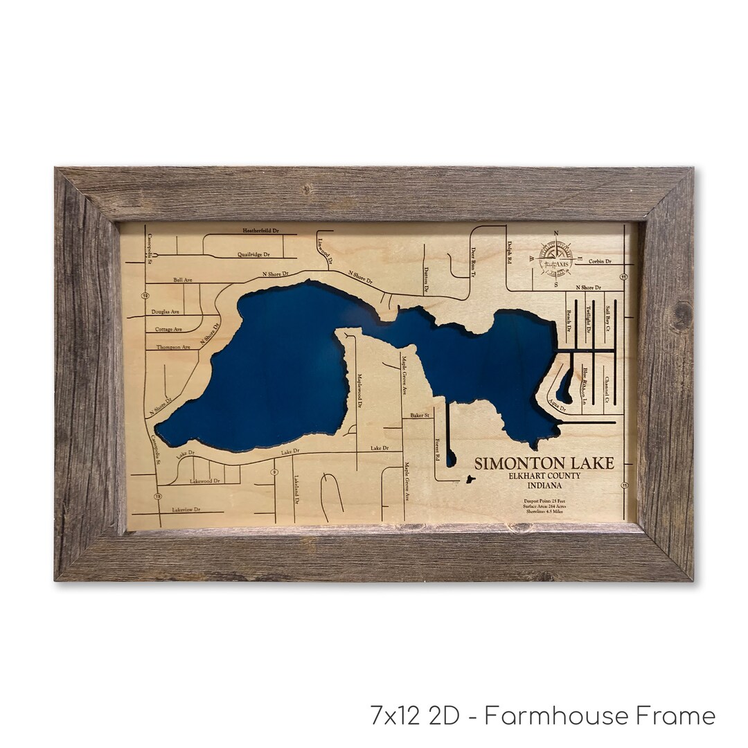 Simonton Lake Map Wood Lake Map Custom Lake Map Custom Lake Etsy