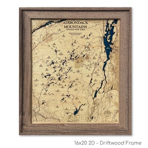 Kaart Adirondack-gebergte, kaart Upstate New York, Sacandaga-kaart, aangepaste meerkaart, aangepast meerbord, houten meerkaart, decor meerhuis, meerkunst