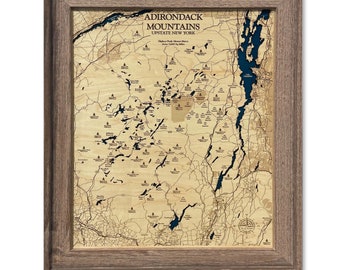 Adirondack Mountains Map, Upstate New York Map, Sacandaga Map, Custom Lake Map, Custom Lake Sign, Wood Lake Map, Lake House Decor, Lake Art