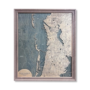 Palm Harbor Map, Clearwater Map, Florida Map, Custom Wood Map, Custom Coast Map, Wood Florida Map, Beach House Decor, Beach Sign