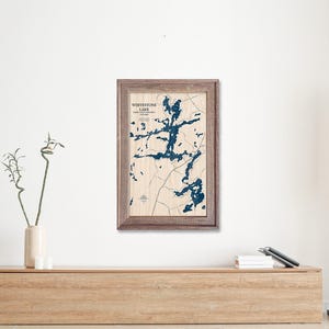 Whitestone Lake Map, Lake Map, Custom Lake Map, Wood Lake Map, 3D Wall Art, Contour Map, Lake House Decor, Lake Map, Depth Map, Lake Art