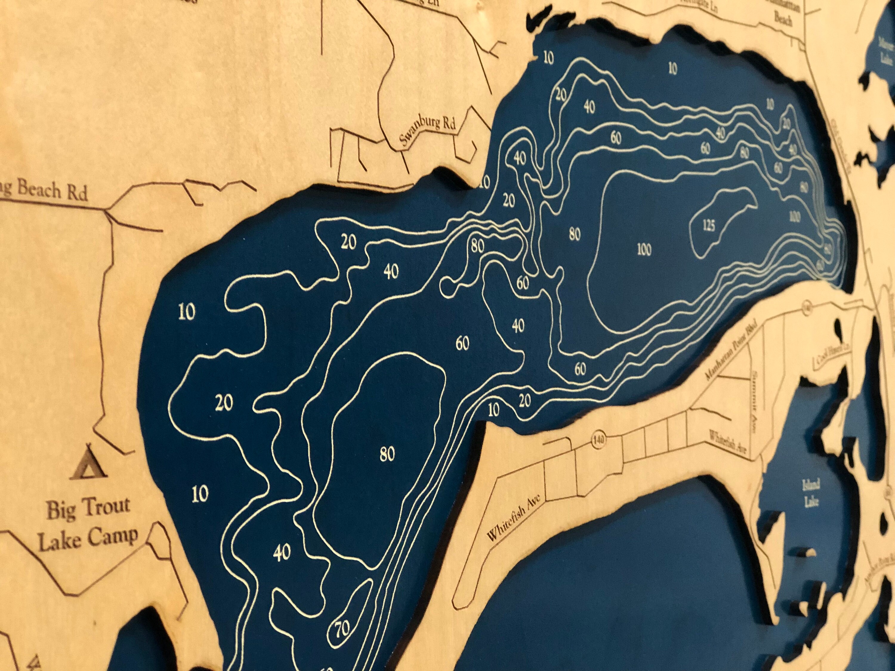 Big Trout Lake Big Trout Lake Map Custom Wood Map 3D Lake Etsy