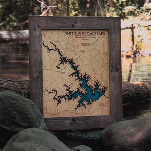 Smith Mountain Lake - Custom Wood Map - Virginia Map - 3D Wall Art - Contour Map - Lake House Decor - Lake Map - Depth Map - Lake Gift- Gift