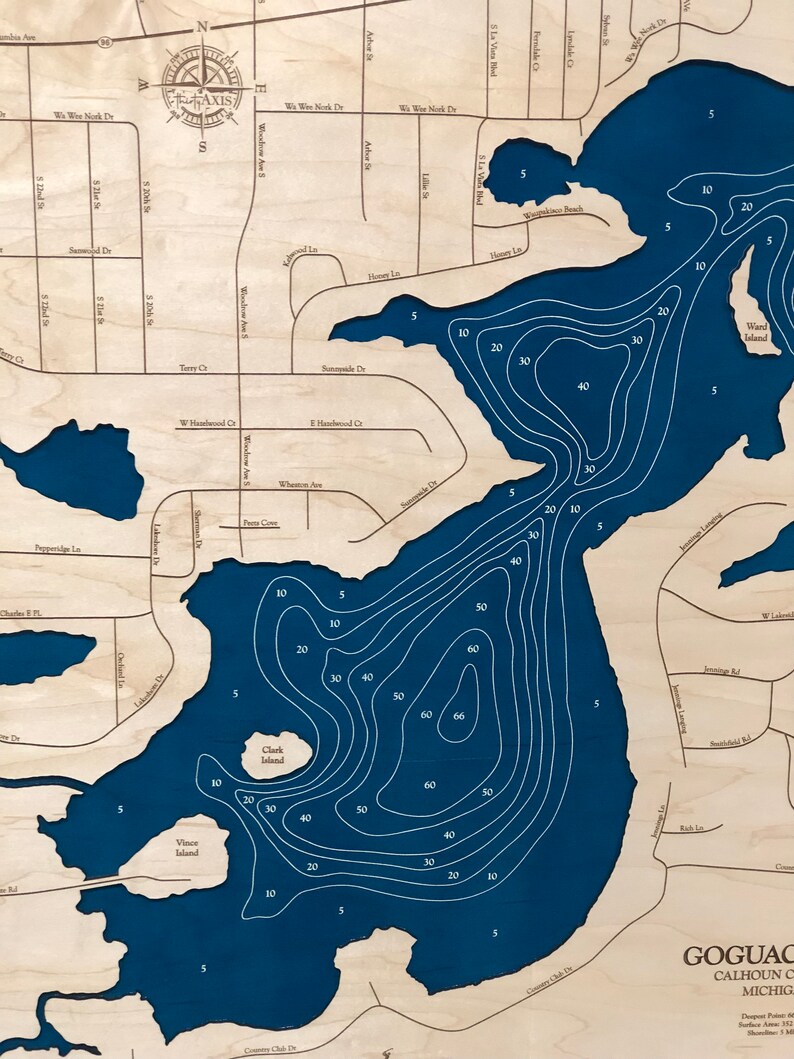 Goguac Lake Custom Wood Map Art 3D Wall Art Contour Etsy