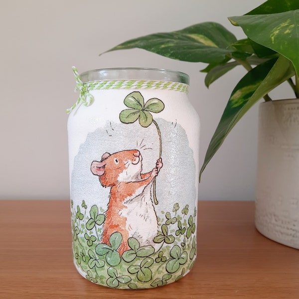 Upcycled & Hand Decorated Open Storage Jar made using Anita Jeram 'One in a Million' Design
