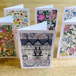 Ensemble de 6 cartes de correspondance classiques Liberty à motifs floraux faites main avec enveloppes blanches coordonnées