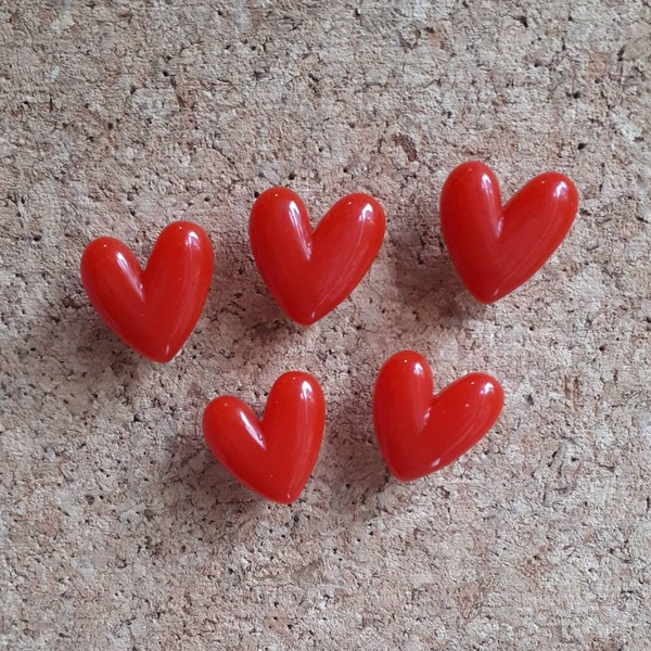 Chunky red love heart decorative push pins/thumb tacks/drawing pins for notice/memo/cork/bulletin boards/walls - home/office