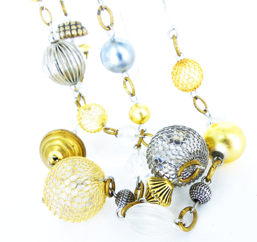 ■VINTAGE HOLLYWOOD■ Galaxy Ball Beads Necklace VH2335NE006 Vintage Old Hollywood Glam Bauble Extra Long Strand Necklace