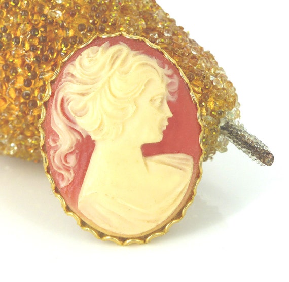Downton Abbey inspired beautiful cameo set in gol… - image 1