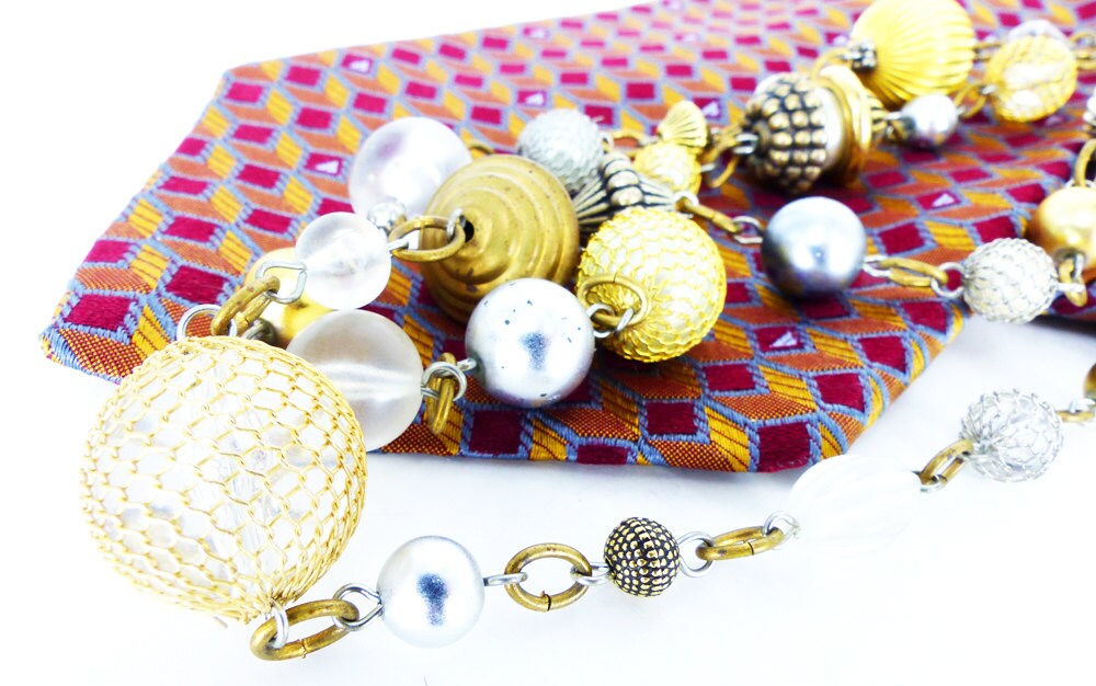 Vintage Old Hollywood Glam Bauble Extra Long Strand Necklace