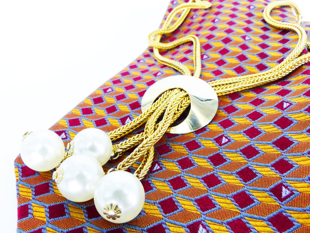★VINTAGE HOLLYWOOD★ Basic Pearl Necklace Vintage Hollywood Regency 50's Rhinestone Pearl Grace Kelly
