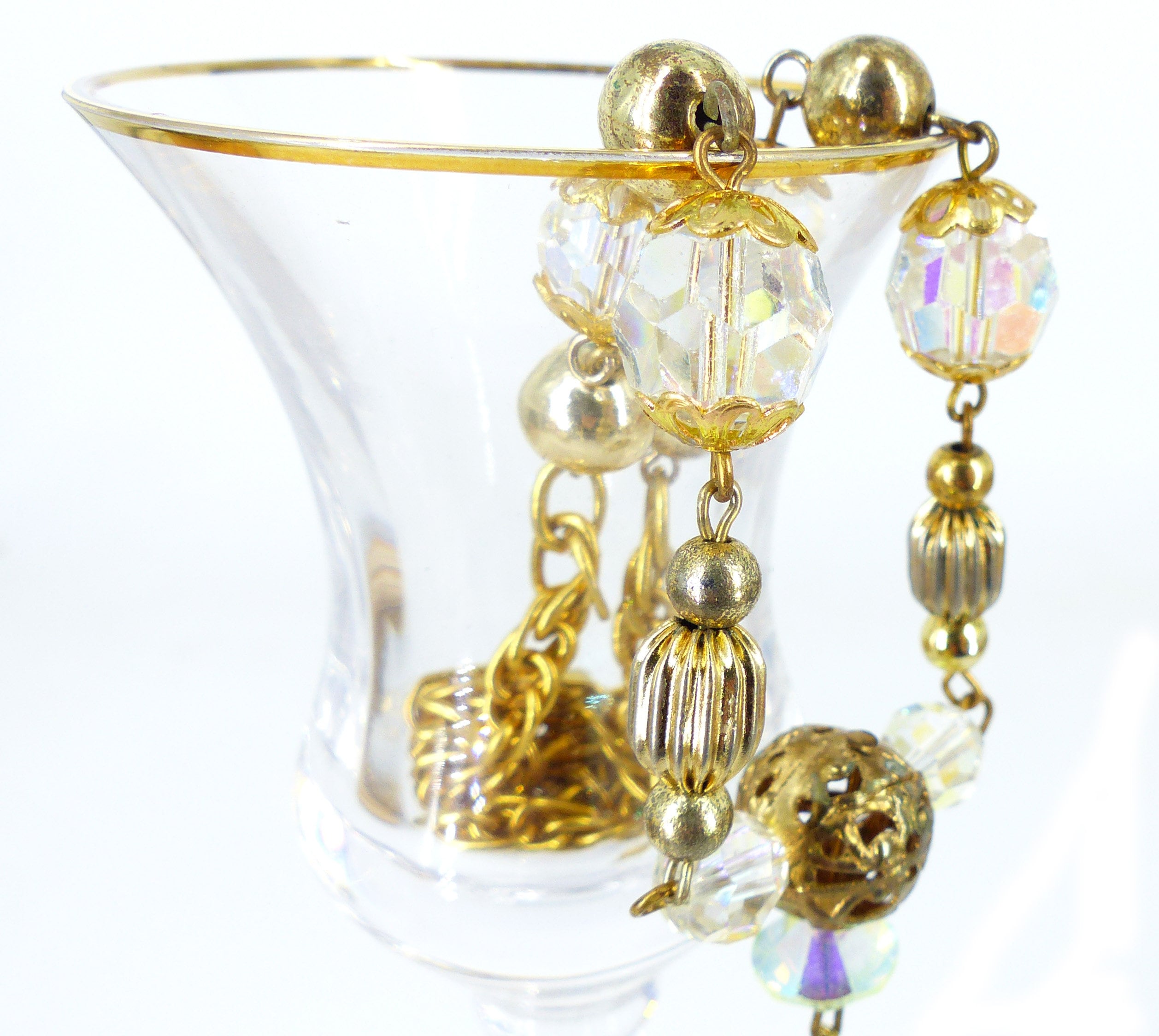 Vintage Old Hollywood Glam Iridescent Cut Crystal, Chime