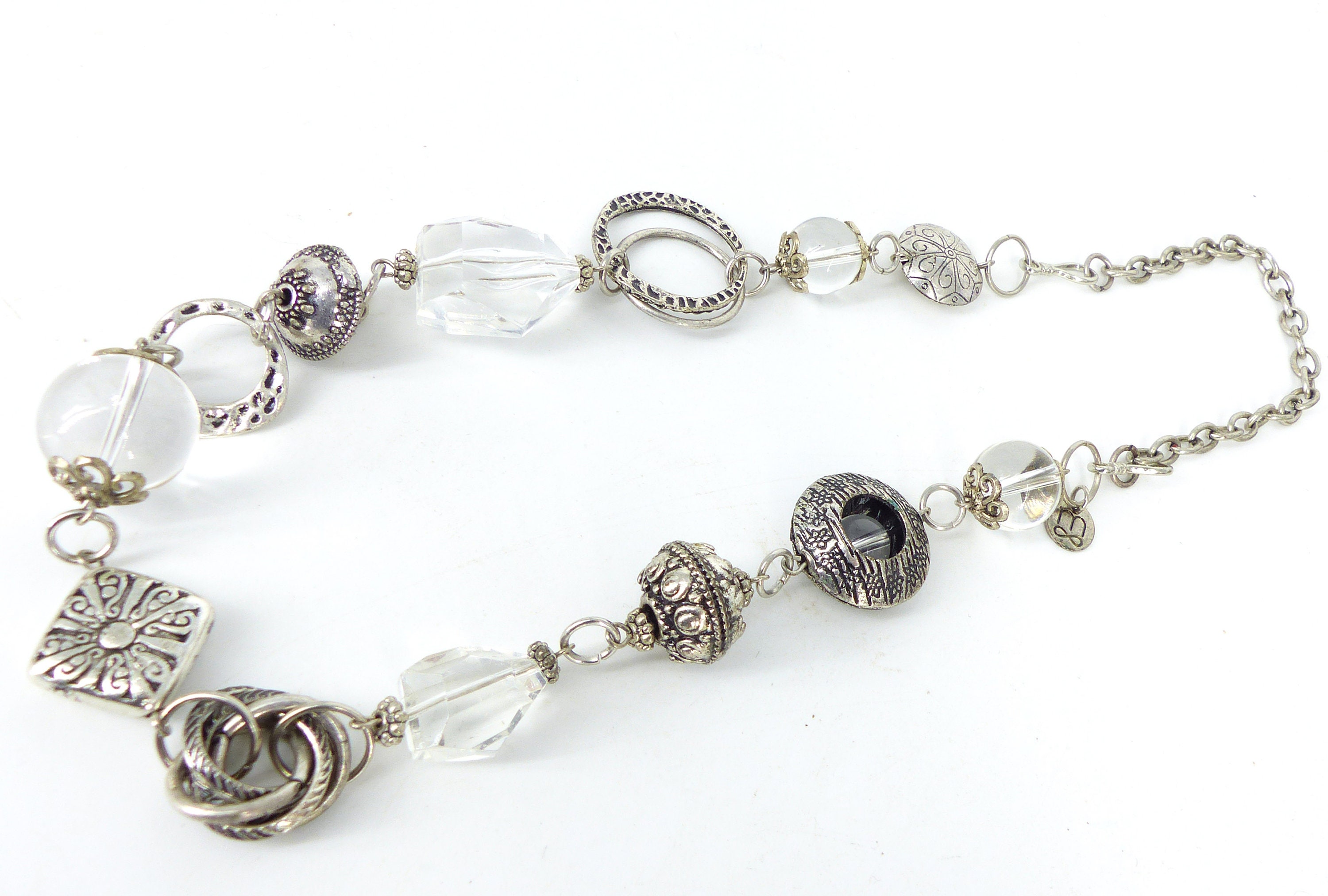 【VINTAGE HOLLYWOOD】Margaret Silky Necklace_VH2479NE008M Vintage Old Hollywood Glam Silvertone Clear Rhinestone