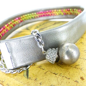 Festival Choker Necklace Buttery Thick Metallic Silver  display picture 3