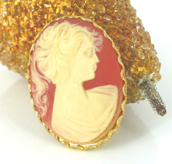 Downton Abbey inspired beautiful cameo set in gol… - image 3