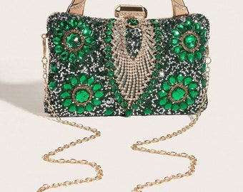 Gorgeous Beaded Sequin Rhinestone Evening Bag Clutch Purse -  6 Colors