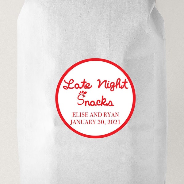 Chick-fil-A Late Night Snack Stickers (Set of 50) | Wedding Reception Chick-fil-A Late Night Snacks