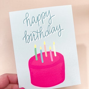 Happy Birthday Card with Envelope | Blank Birthday Card, Birthday Greeting Card for Anyone, Birthday Cake Card