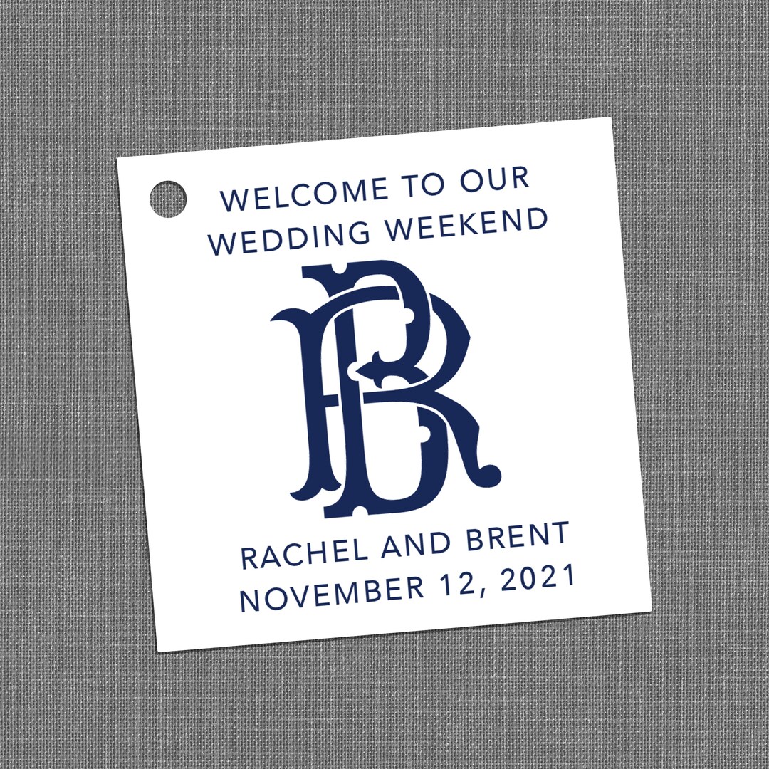 Monogram Tag Chic Monogram Gift Tag | Set of 10 | Custom 2 Letter Monogram Wedding ...