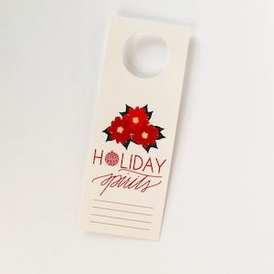 Set di 3 etichette regalo per collo di bottiglia Holiday Spirits con nastro pretagliato / Hostess per le feste, regalo di vino e champagne, regalo di vino di Natale
