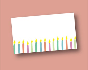 Juego de 15 tarjetas pequeñas Bitty Notes con diseño de velas de cumpleaños / Notas para la lonchera, Notas de bolsillo, Etiqueta de regalo, Mini tarjetas, Tarjeta en blanco, Etiqueta de cumpleaños
