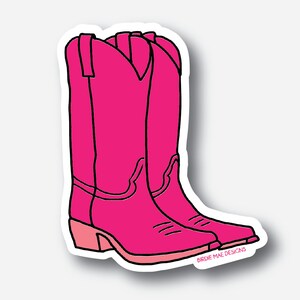 Pink Cowboy Boots Sticker | Cute Sticker for Girl, Western Cowgirl, Laptop Sticker, Tumbler Sticker, Dishwasher Safe Vinyl Sticker, Veuve