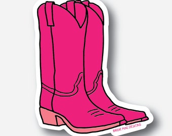 Pink Cowboy Boots Sticker | Cute Sticker for Girl, Western Cowgirl, Laptop Sticker, Tumbler Sticker, Dishwasher Safe Vinyl Sticker, Veuve