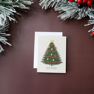 Frohe und helle Feiertags-Gruß-Karte | Weihnachtskarte, Roter Vogel Kardinal Weihnachtskarte, Roter Vogel Weihnachtsbaum, Innen leer