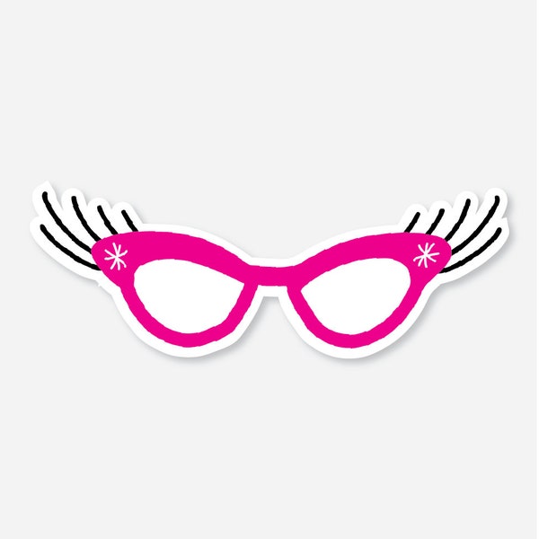 Glammy Cat Eye Glasses Sticker | Mothers Day Sticker, Grandmother, Grandparent's Day, Diva, Boujie, Eyelashes, Laptop Tumbler Sticker