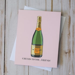 Salut à toi, mon ami ! Carte avec enveloppe | Carte Juste parce que, carte d'amitié, carte de célébration de champagne, carte de félicitations