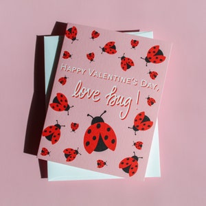 Buon San Valentino Love Bug Valentine Card con busta / Carino bambino San Valentino, figlia nipote nipote Vday, coccinella San Valentino