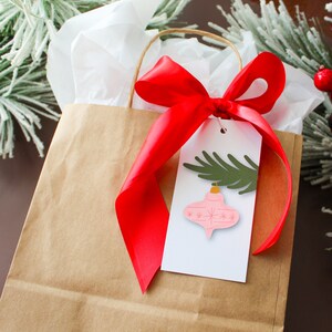 Rosa Vintage Weihnachten Ornament Urlaub Geschenkanhänger Set 8 | Weihnachtsgeschenkverpackung, Retro-Weihnachtsfeiertags-Geschenkverpackung, bunte Weihnachten