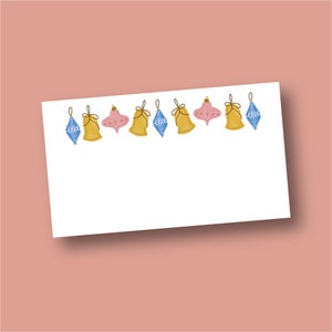 Colorful Vintage Christmas Ornament Bitty Note Set of 15 Small Notecards | Lunchbox Note, Pocket Note, Mini Card, Christmas Holiday Gift Tag