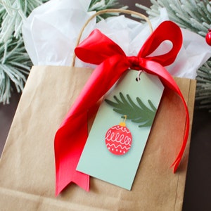 Rote Vintage Weihnachten Ornament Urlaub Geschenkanhänger Set 8 | Weihnachtsgeschenkverpackung, Retro-Weihnachtsfeiertags-Geschenkverpackung, bunte Weihnachten